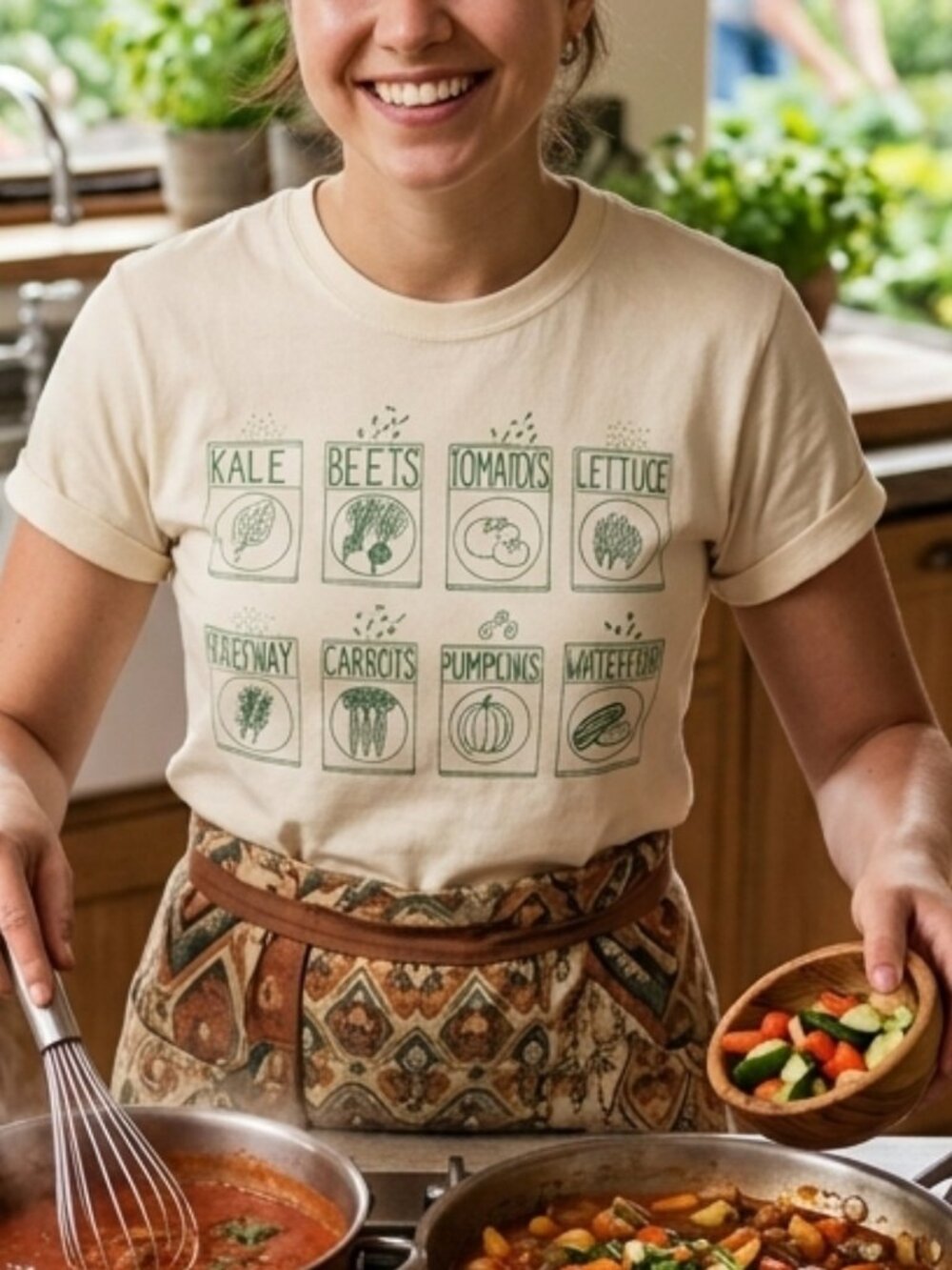 Kale Garden Graphic T-Shirt | Screen Print Veggie Tee, Gardening Lifestyle Shirt